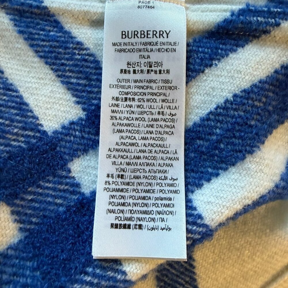 Burberry Women’s Check Wool Shirt | Equestrian Knight Logo Plaid Top Size 4 Blue - Picture 8 of 8